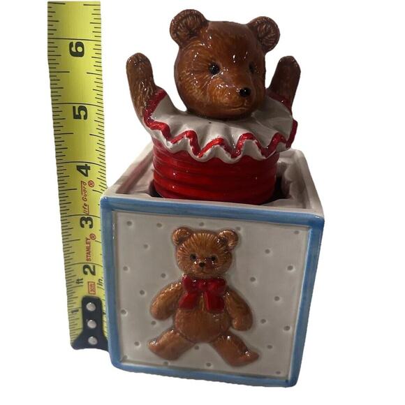 VTG 1984 SCHMID GORDON FRASER Music Box 6.5 in Teddy Bear Jack in the Box Works! - Picture 7 of 8